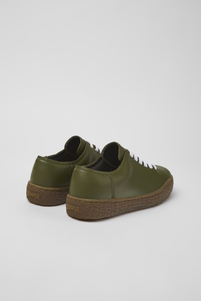 Back view of Peu Terreno Green Leather Sneaker for Women