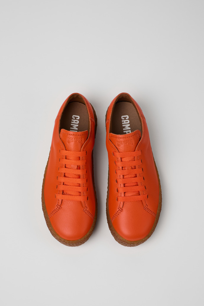 Overhead view of Peu Terreno Orange Leather Sneakers for Women