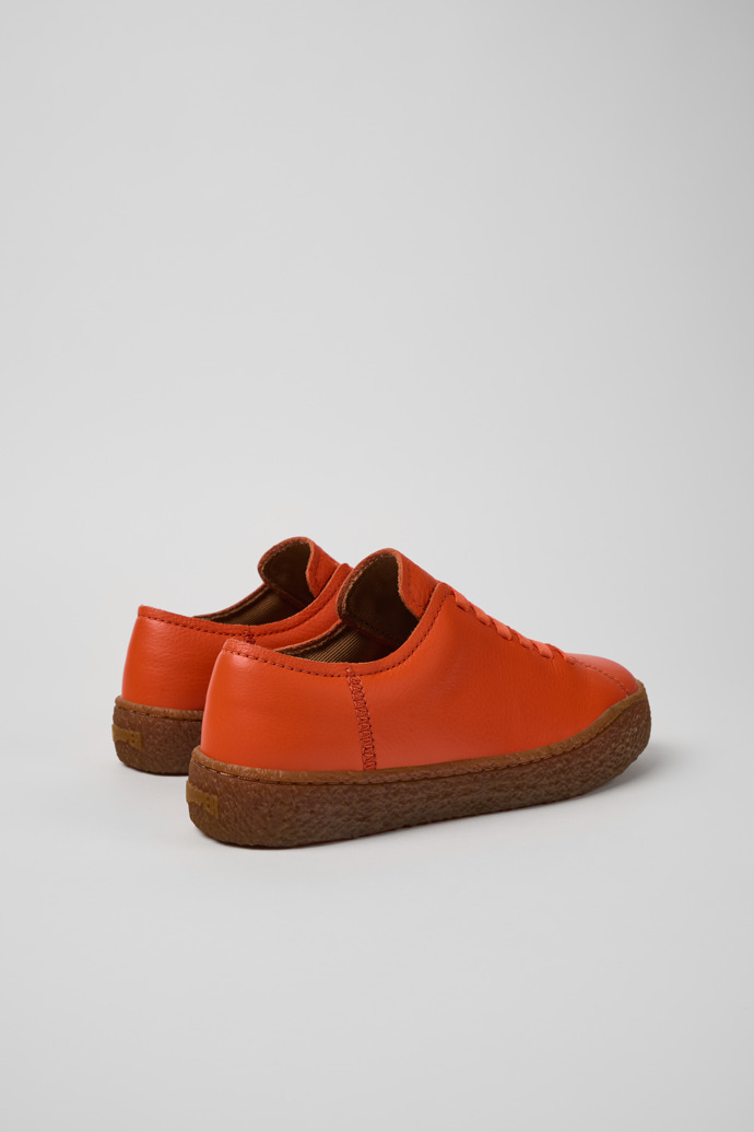 Back view of Peu Terreno Orange Leather Sneakers for Women