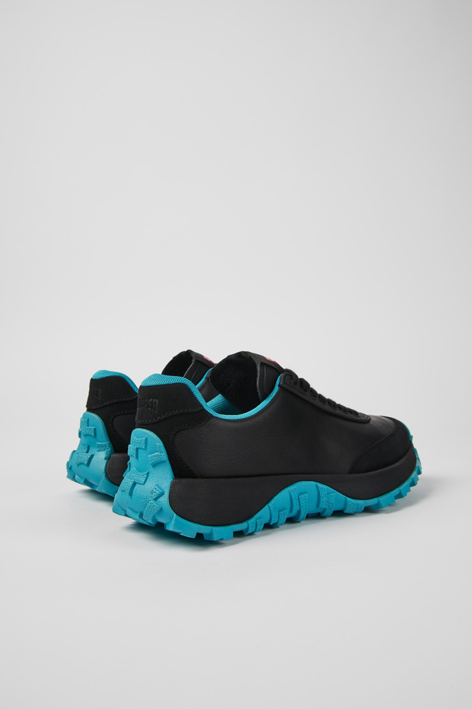 Back view of Drift Trail VIBRAM Black leather and nubuck sneakers for women
