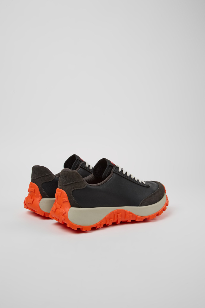 Back view of Drift Trail VIBRAM Black leather and nubuck sneakers for women