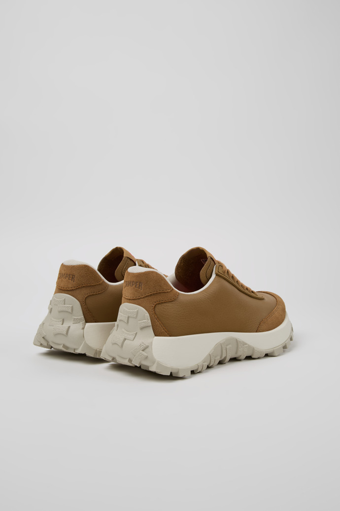 Back view of Drift Trail VIBRAM Brown leather and nubuck sneakers for women