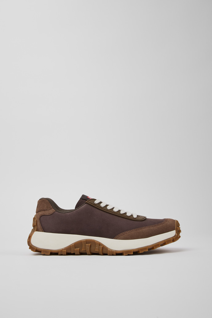 Side view of Drift Trail Brown Leather Sneakers for Women.