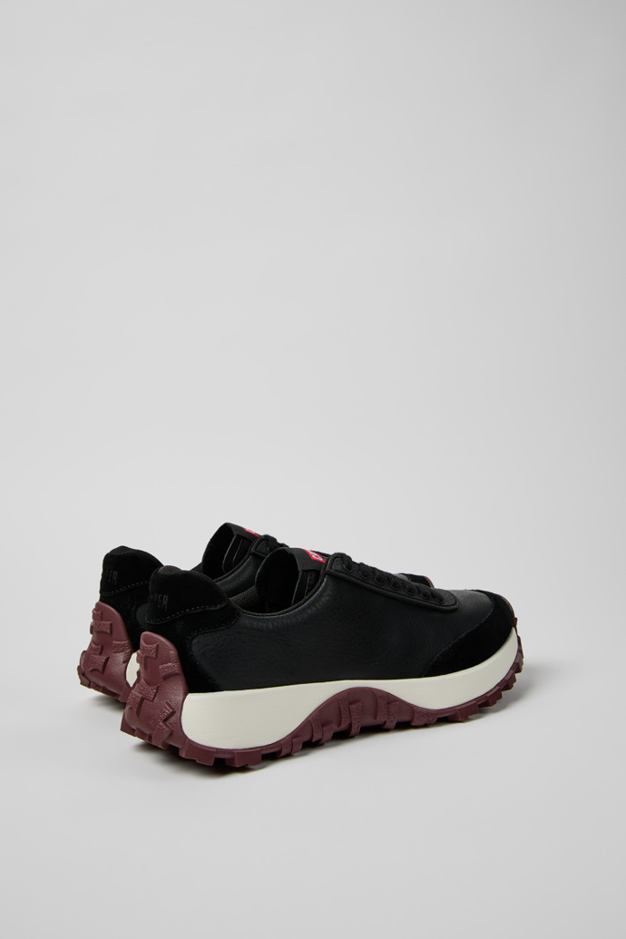 Back view of Drift Trail Black Leather and Nubuck Sneakers for Women.