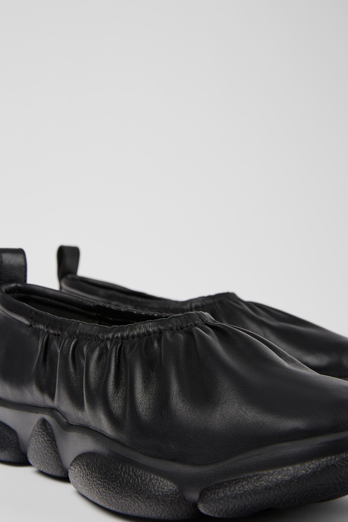 Close-up view of Karst Black leather ballerinas for women