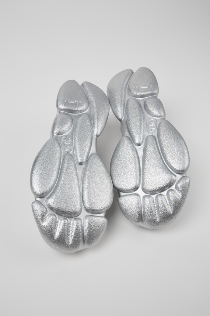 The soles of Karst Silver Leather Women's Shoes.