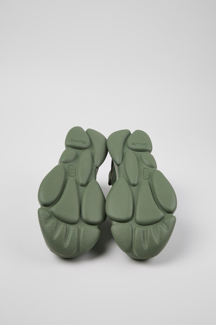 The soles of Karst Green leather and recycled PET sneakers for women