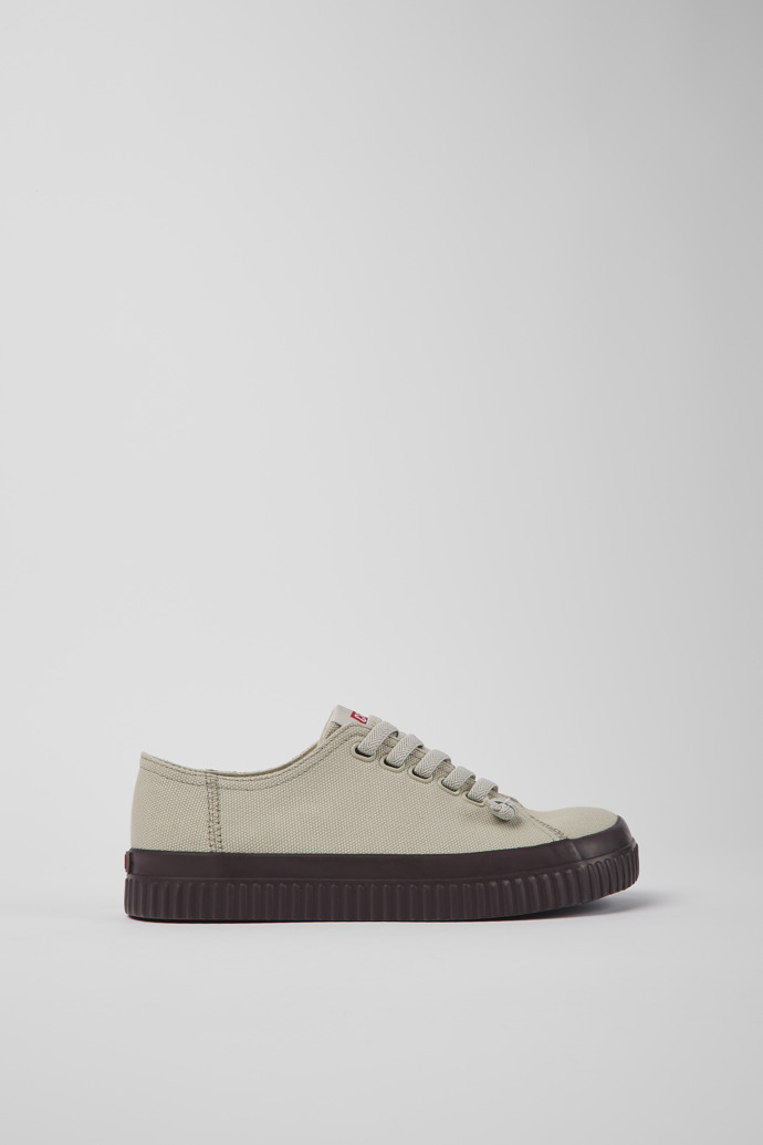 Image of Side view of Peu Roda Gray recycled cotton sneakers for women