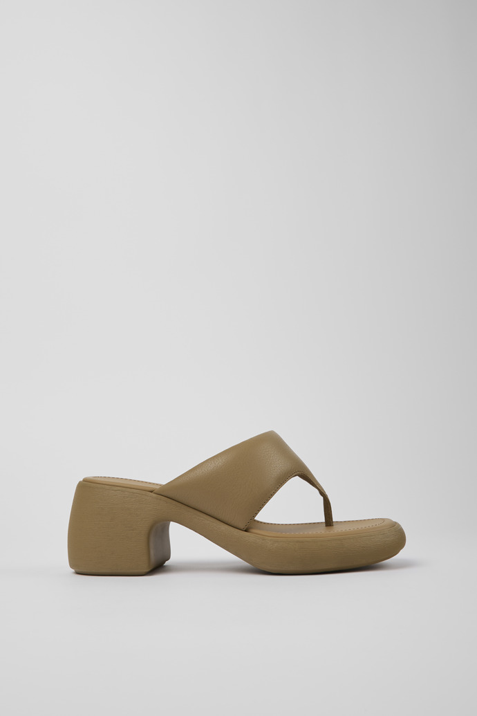 Side view of Thelma Brown Leather Sandal for Women