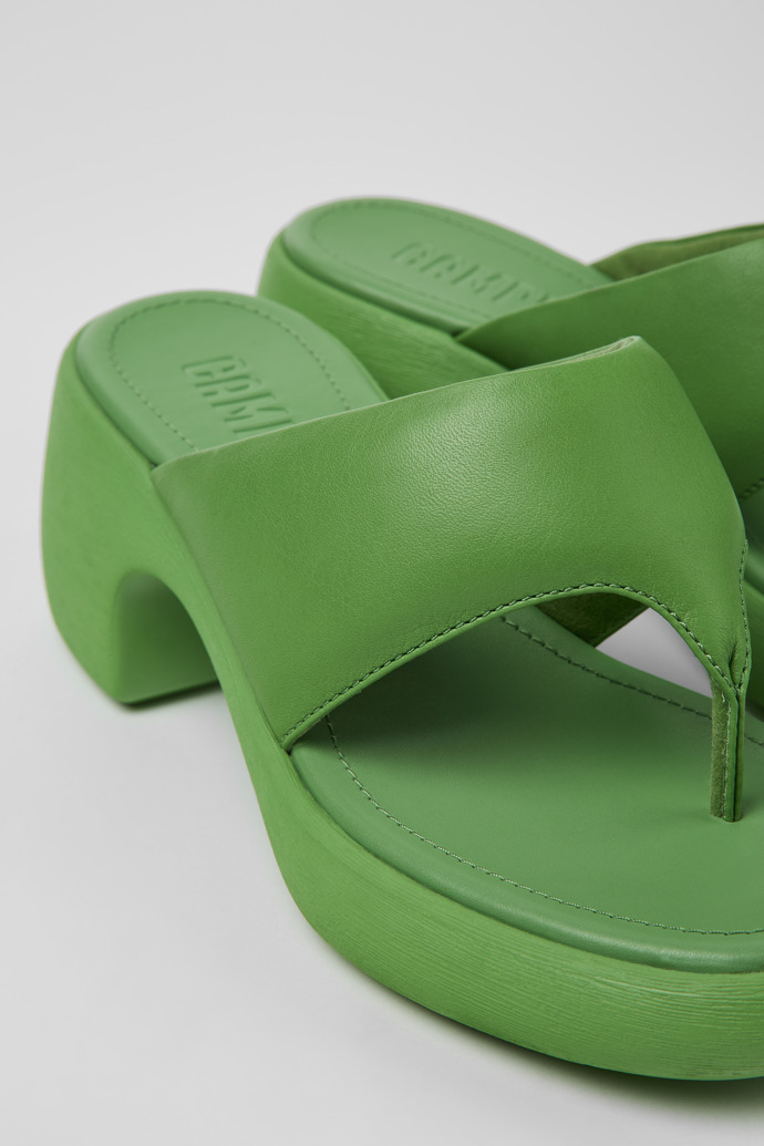 Close-up view of Thelma Green Leather Sandal for Women