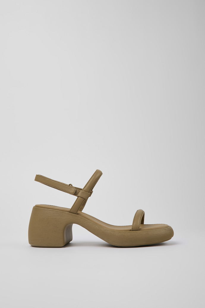 Image of Side view of Thelma Brown Leather Sandal for Women