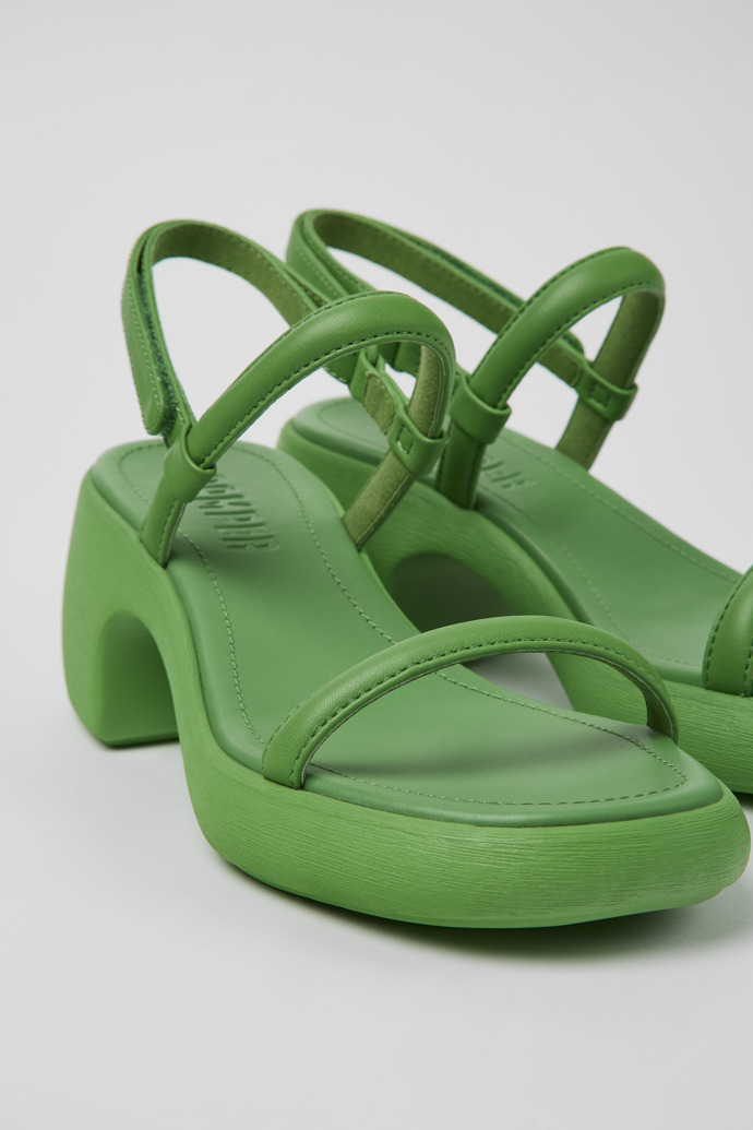 Close-up view of Thelma Green Leather Sandal for Women