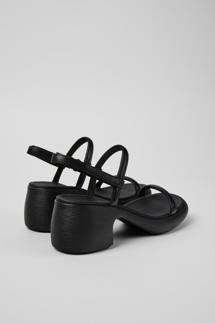 Back view of Thelma Black Leather Sandals for Women.