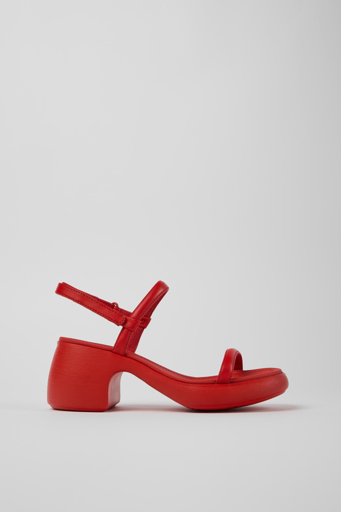 Side view of Thelma Red Leather Women's Sandals.