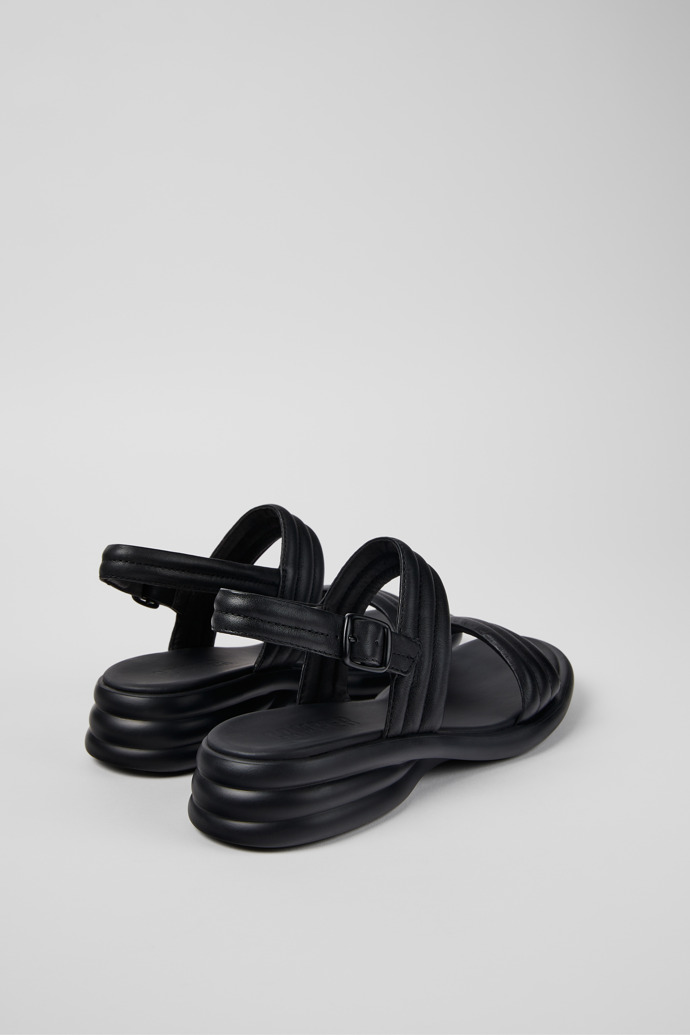 Back view of Spiro Black Leather 2-Strap Sandal for Women