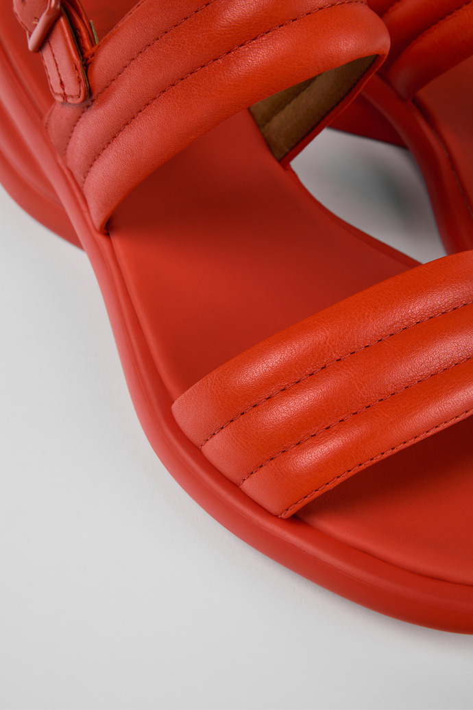 Close-up view of Spiro Red Leather 2-Strap Sandal for Women