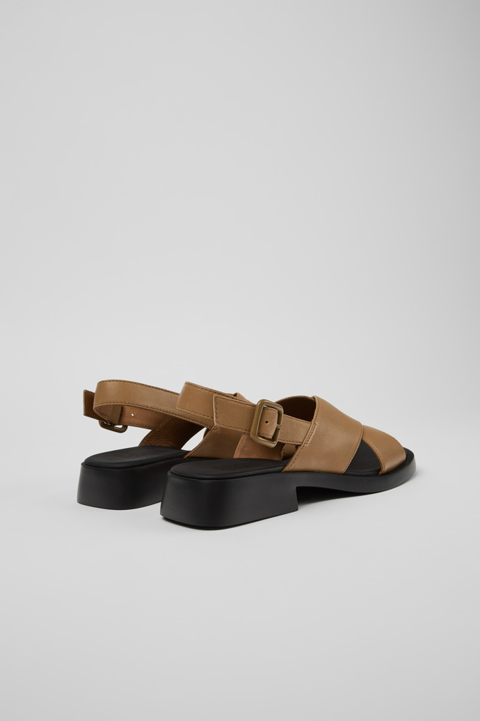 Back view of Dana Brown Leather Cross-strap Sandal for Women
