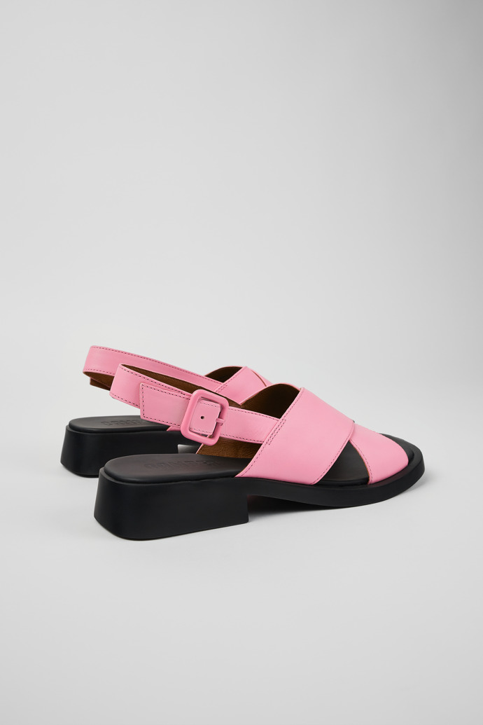 Back view of Dana Pink Leather Cross-strap Sandal for Women