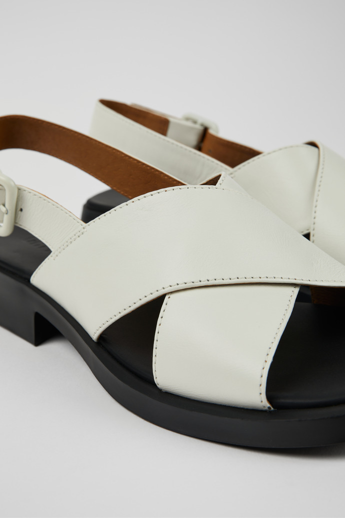 Close-up view of Dana White Leather Cross-strap Sandal for Women