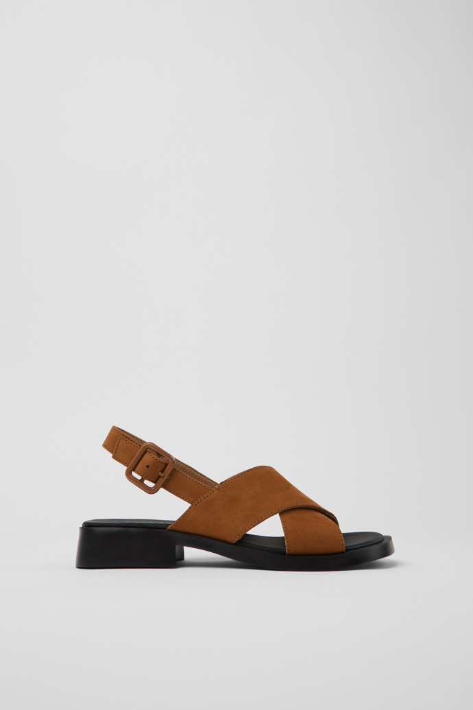 Side view of Dana Brown Nubuck Sandals for Women.