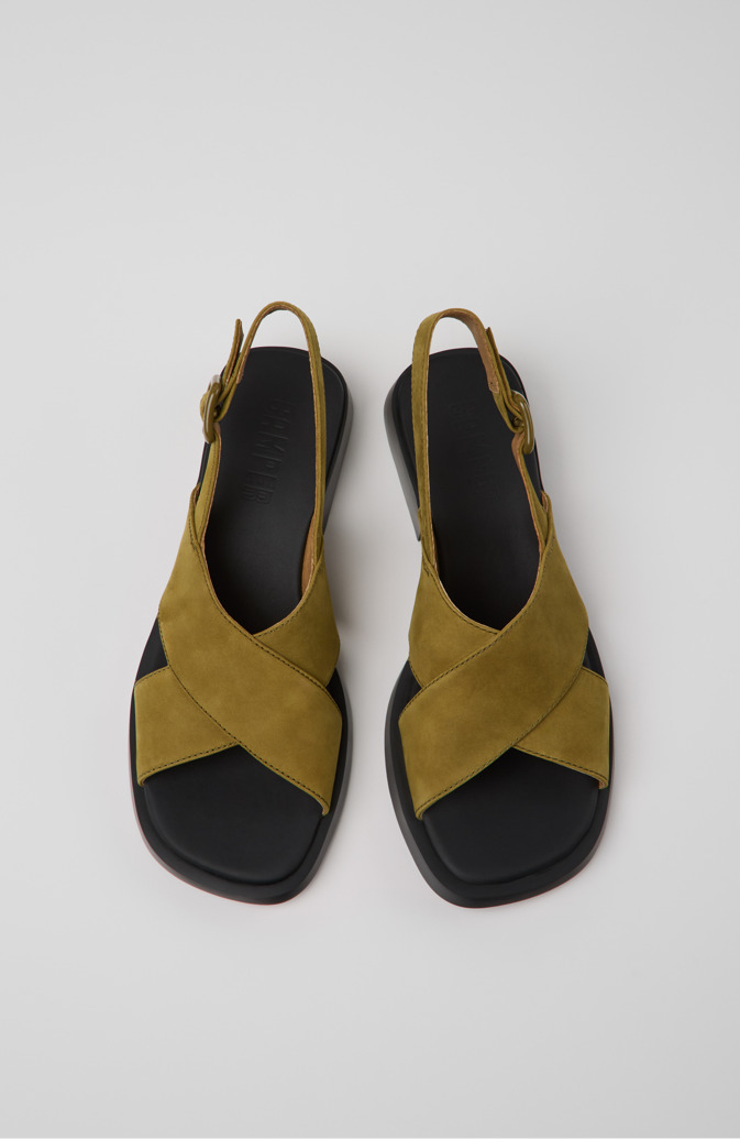 Overhead view of Dana Green Nubuck Sandals for Women.