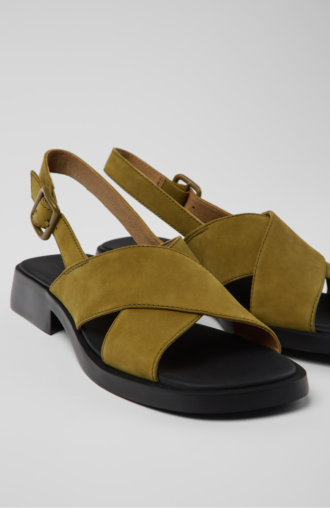 Close-up view of Dana Green Nubuck Sandals for Women.