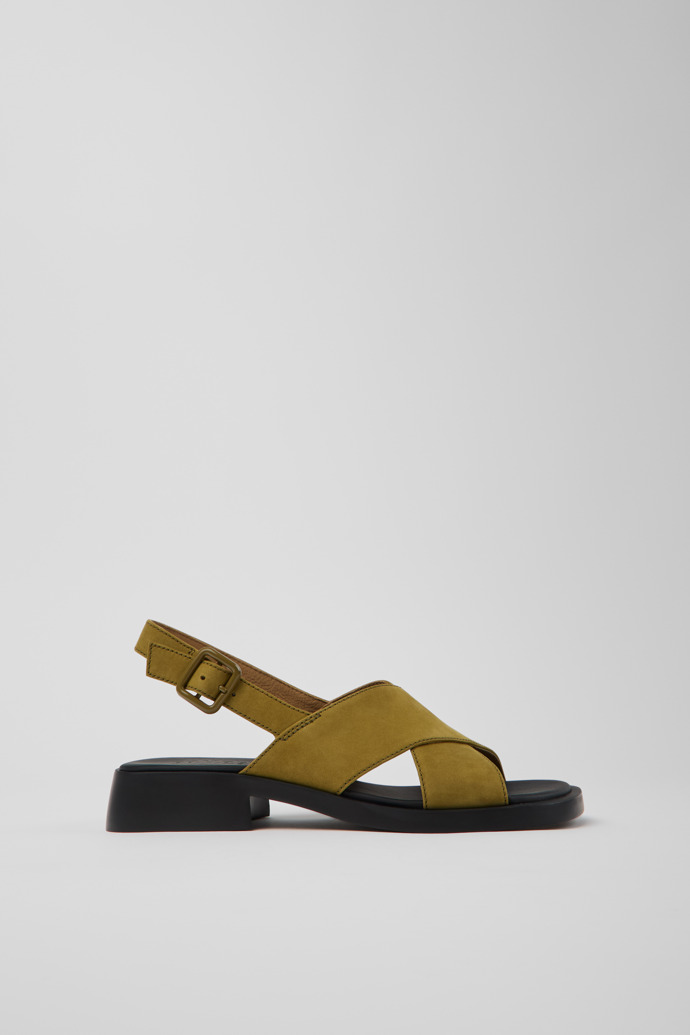 Side view of Dana Green Nubuck Sandals for Women.