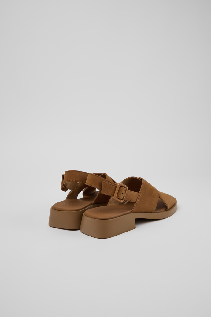 Back view of Dana Brown Nubuck Leather Sandals for Women.
