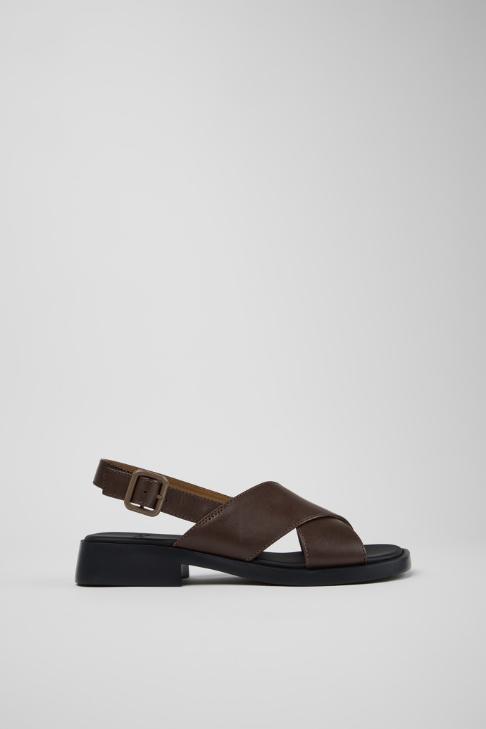 Side view of Dana Brown Leather Sandals for Women.