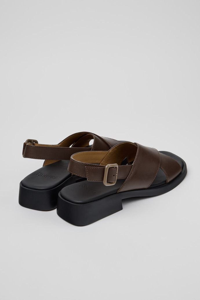 Back view of Dana Brown Leather Sandals for Women.