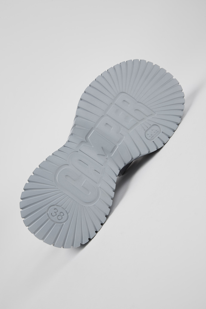 The soles of BCN Gray Textile Cross-strap Sandal for Women
