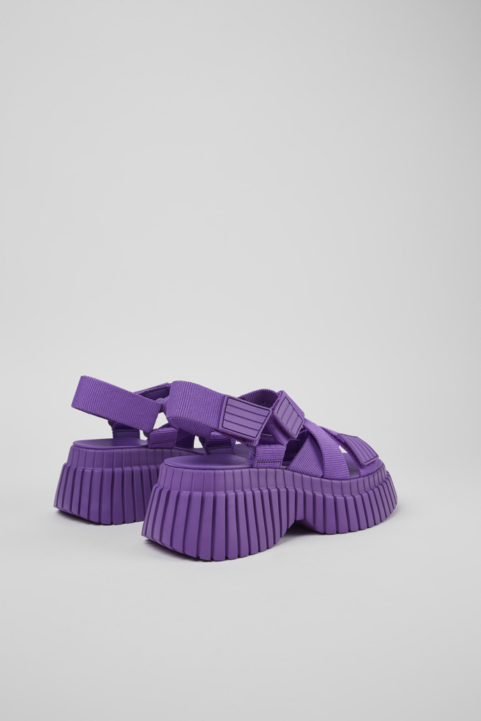 Back view of BCN Purple Textile Cross-strap Sandal for Women