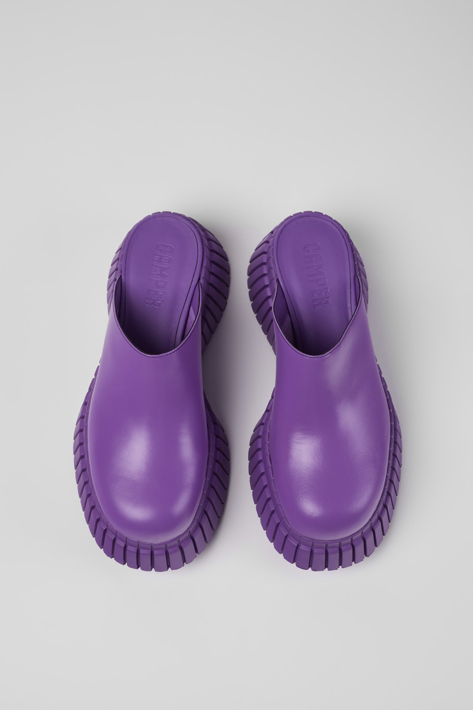 Overhead view of BCN Purple Leather Clog for Women