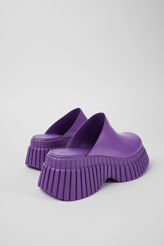 Back view of BCN Purple Leather Clog for Women