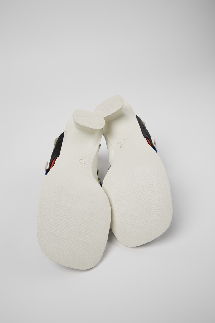 Dina Mehrfarbige Doppelriemen-Sandalen recyceltes Leder