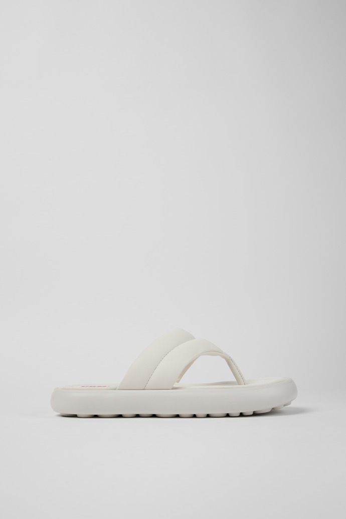 Image of Side view of Pelotas Flota White Leather Flip-Flop for Women