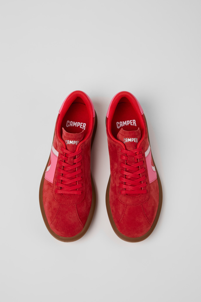 Overhead view of Pelotas Soller Red Nubuck and Leather Sneakers for Women.