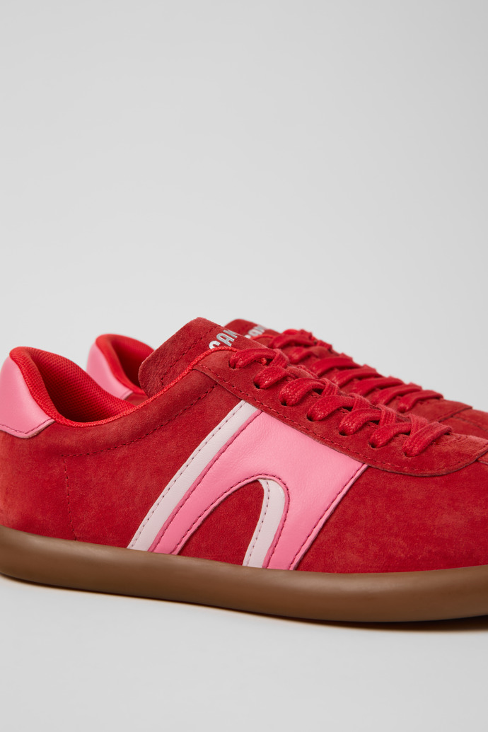 Close-up view of Pelotas Soller Red Nubuck and Leather Sneakers for Women.