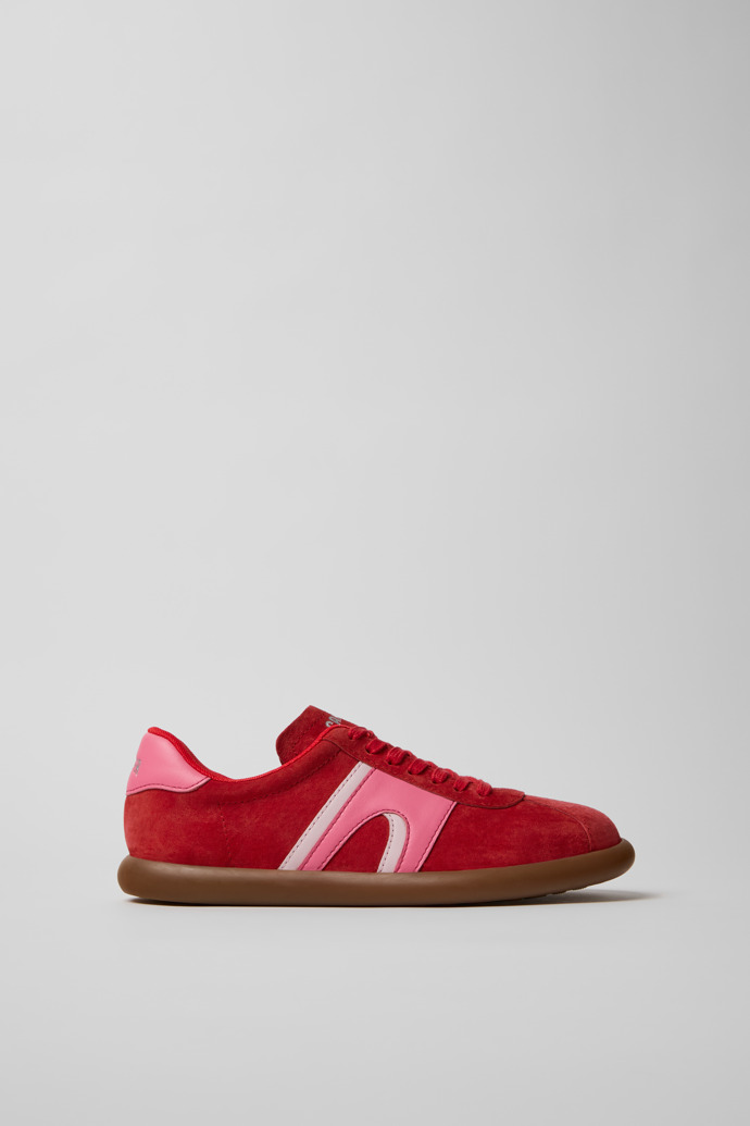 Side view of Pelotas Soller Red Nubuck and Leather Sneakers for Women.