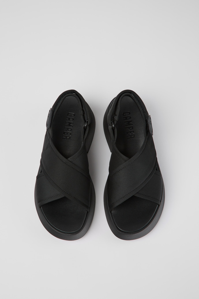 Tasha Czarne tekstylne sandały damskie z paskami