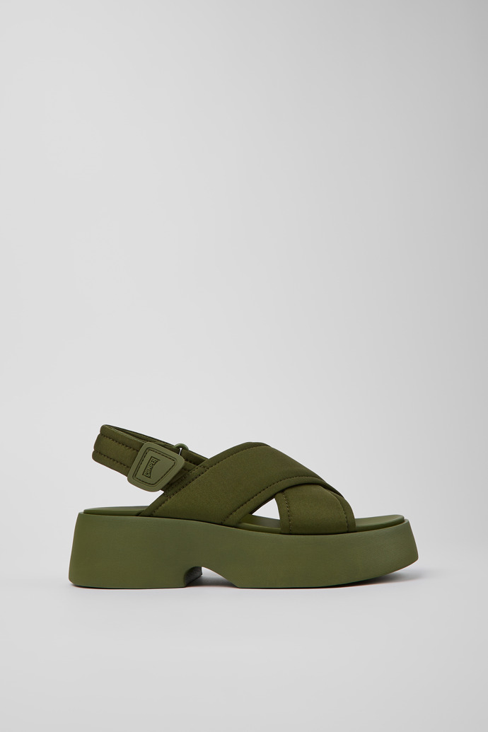 Tasha Zielone tekstylne sandały damskie z paskami