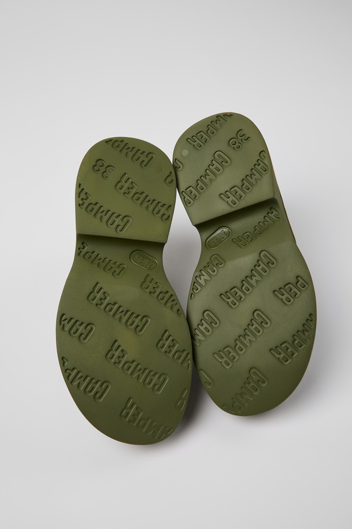 The soles of Tasha Green Textile Cross-strap Sandal for Women