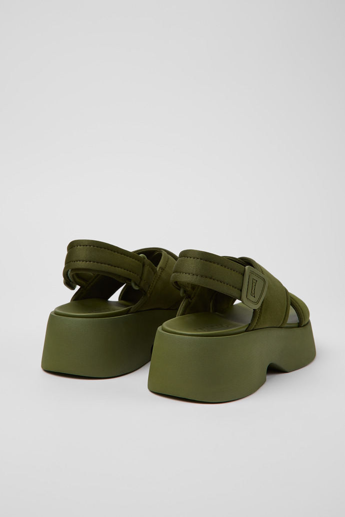 Back view of Tasha Green Textile Cross-strap Sandal for Women