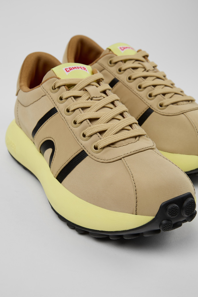 Close-up view of Pelotas Athens Beige Textile Sneaker for Women