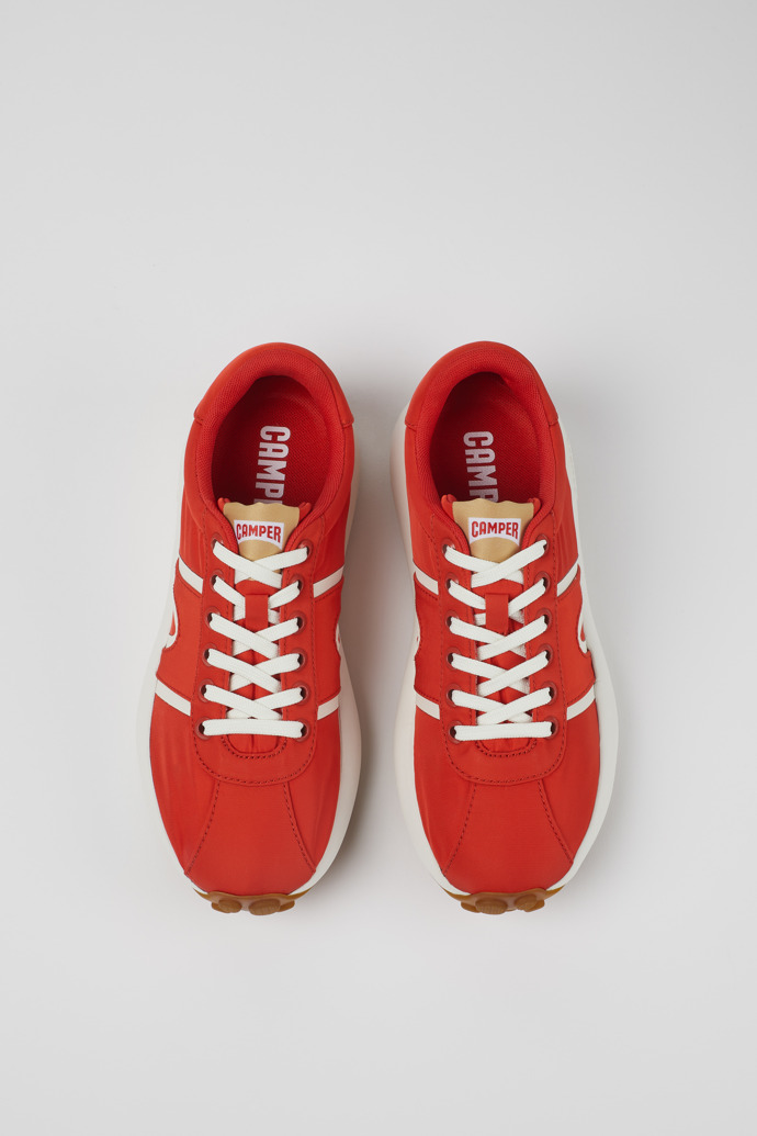 Overhead view of Pelotas Athens Red Textile Sneaker for Women