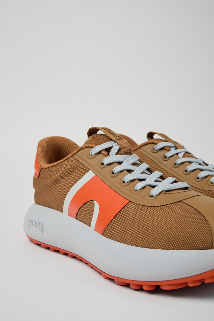 Close-up view of Pelotas Athens Brown Textile Sneaker for Women