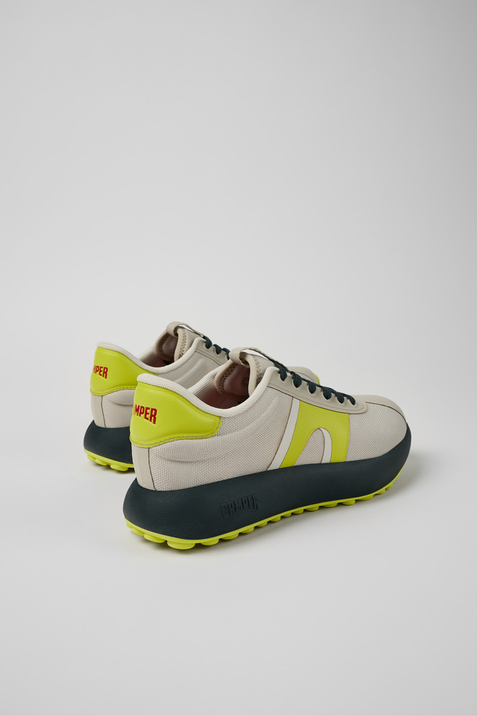 Back view of Pelotas Athens Gray-yellow Textile Sneaker for Women