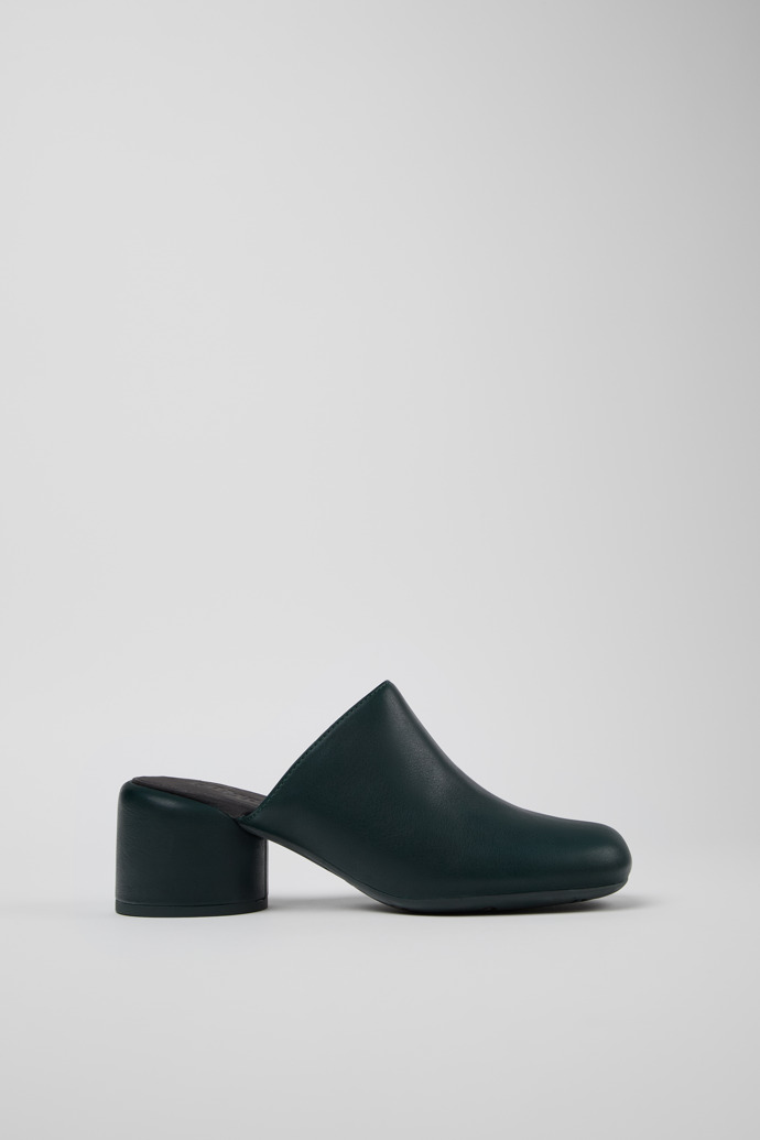 Image of Side view of Niki Green Leather Clogs for Women