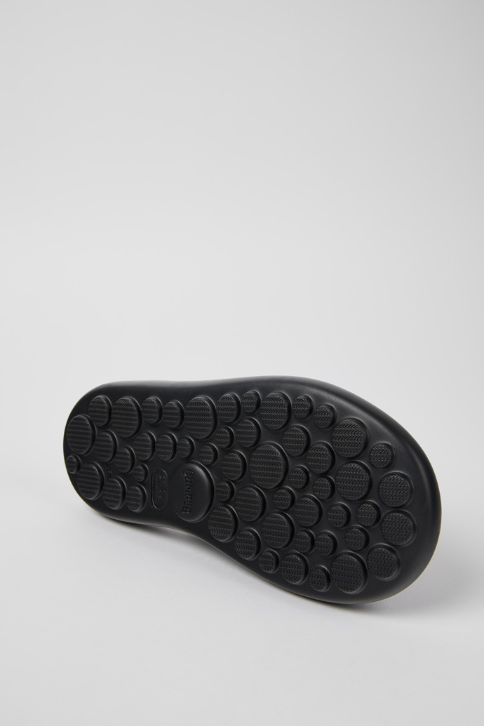 The soles of Twins Black Leather/Textile Slide for Women