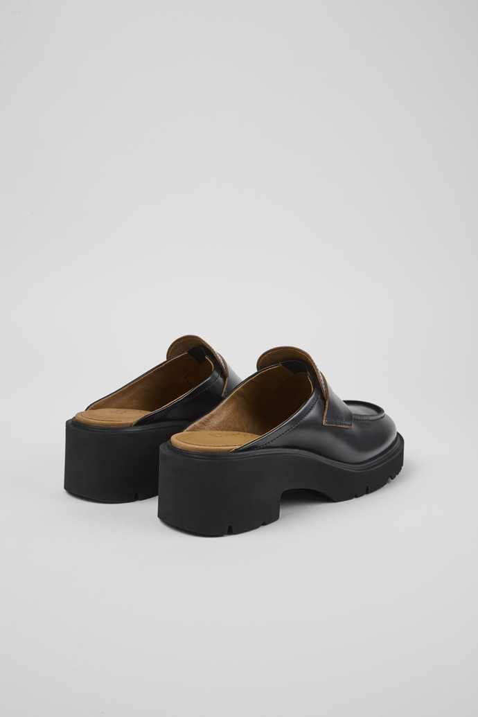 Back view of Milah Black Leather Clog for Women